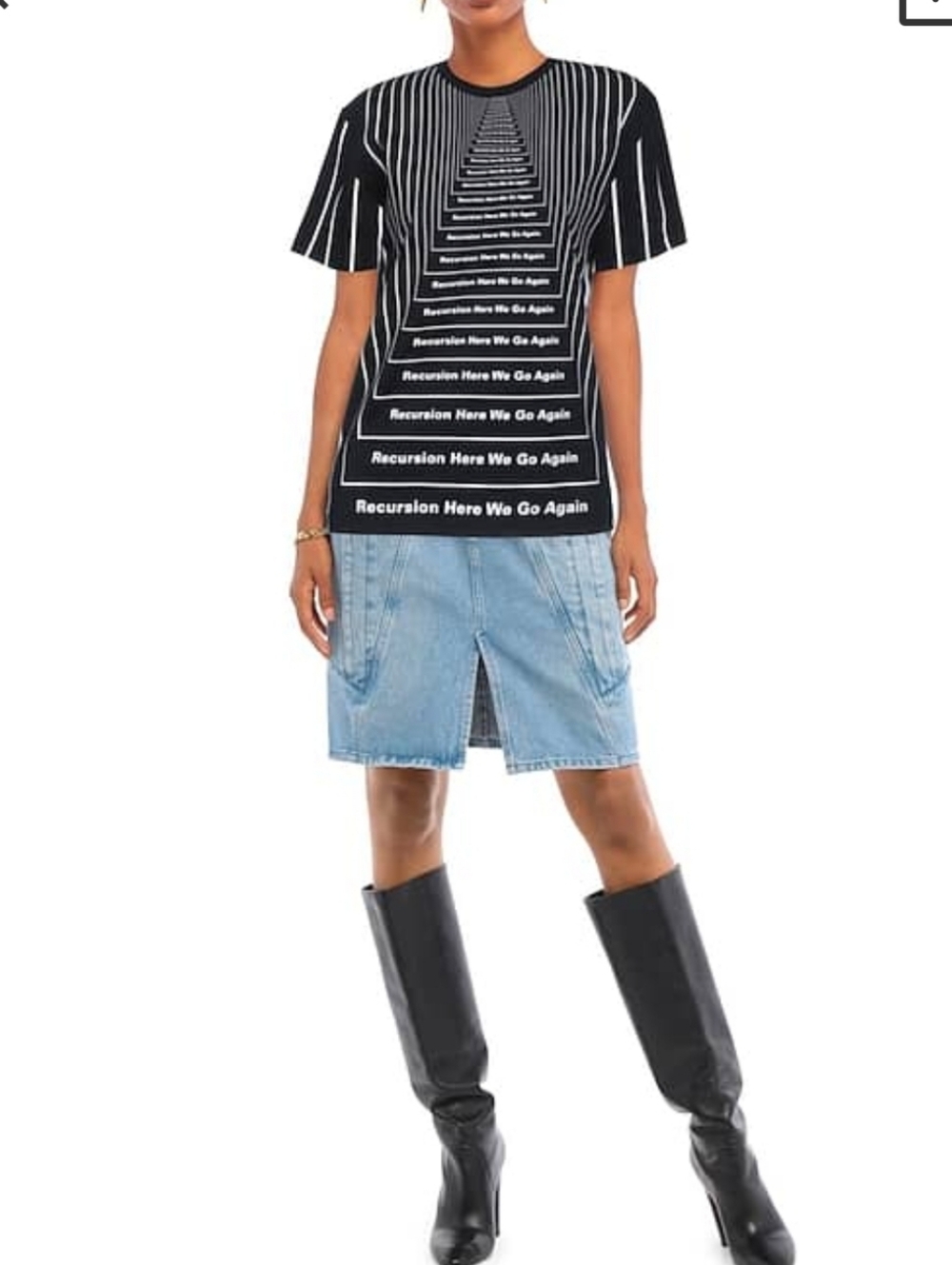 Paco Rabanne Black White Recursive Stripe Tee